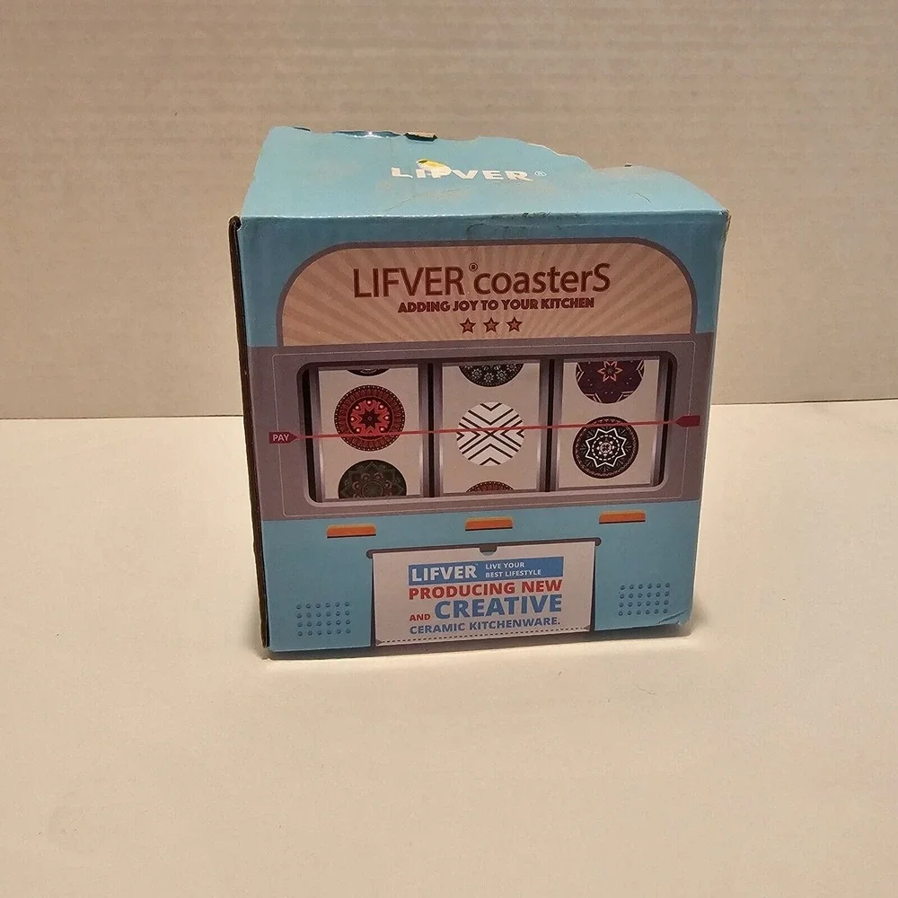 Ceramic Absorbent‎ Coasters for Drinks Casino Themed Stone Set 6 pcs